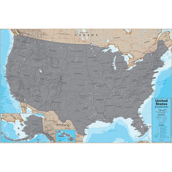Hemispheres® Scratch Off USA 24" x 36" Laminated Wall Map