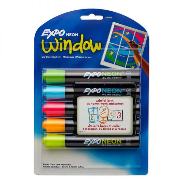 EXPO® Neon Dry Erase Marker, Bullet Tip, Assorted, Pack of 5