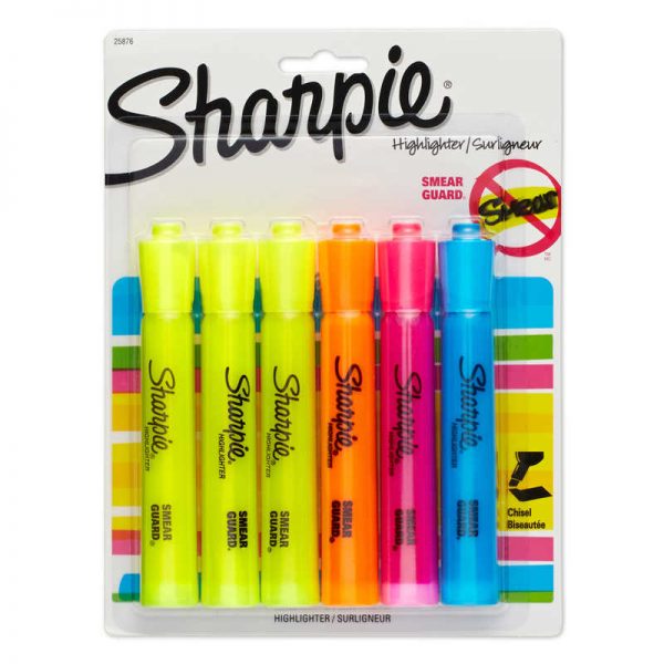 Sharpie® Tank Highlighter, Assorted Colors, Pack of 6