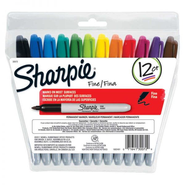 Sharpie® Fine Point Permanent Markers, Assorted, Set of 12