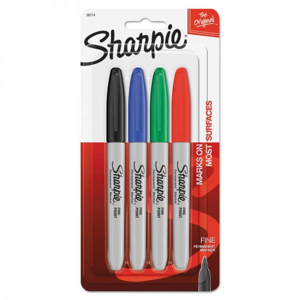 Sharpie® Fine Point Permanent Markers, Assorted, Set of 4
