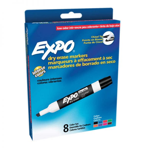 EXPO® Low Odor Dry Erase Markers, 8 Colors, Pack of 8