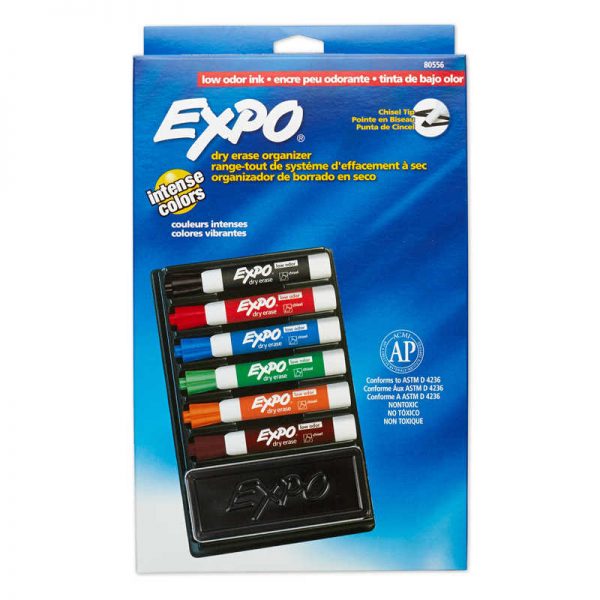 EXPO® Low Odor Dry Erase Markers with 6-Marker Organizer and Eraser