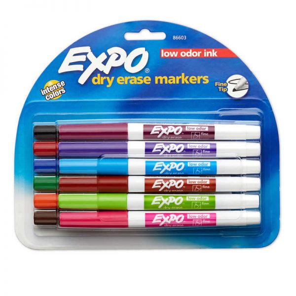 EXPO® Low Odor Dry Erase Marker, Fine Point, Assorted, Pack of 12