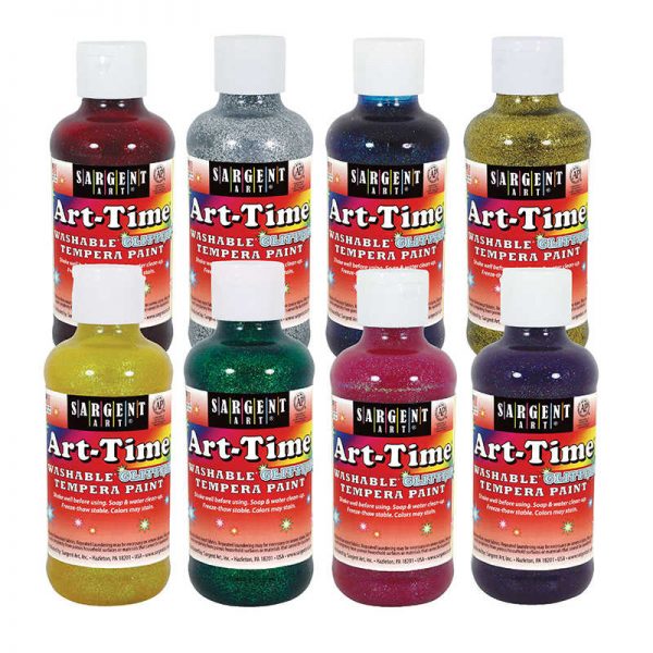 Sargent Art® Art-Time® Washable Glitter Tempera Paint, 8 oz, Set of 8