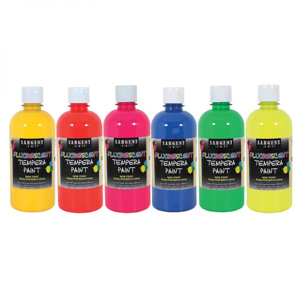 Sargent Art® Art-Time® Neon Tempera Paint, 16 oz. Bottles, 6 Assorted Neon Colors