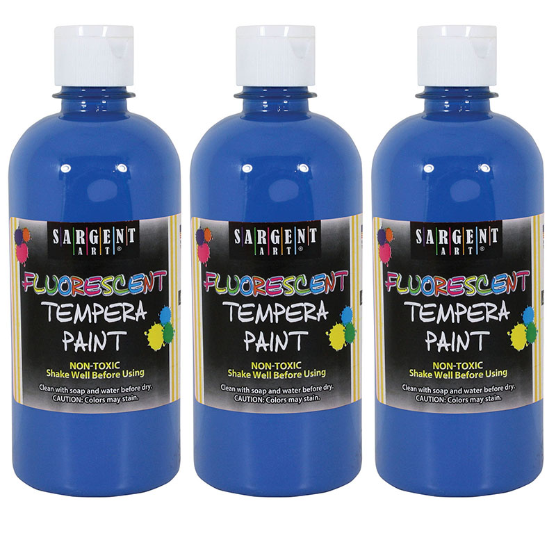 TeachersParadise Sargent Art® Tempera Paint, Blue Neon, 16 oz., Pack