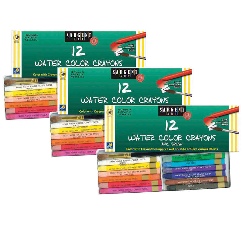 TeachersParadise Sargent Art® Watercolor Crayons with Brush, 12