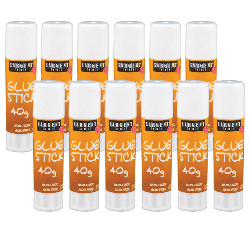 TeachersParadise Sargent Art® Glue Stick, Washable, 40g, Pack of 12 SAR22140712