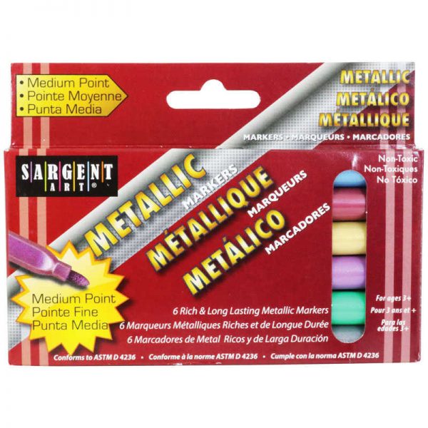 Sargent Art® Liquid Metals® Metallic Marker Pack, Med Tip, 6 colors