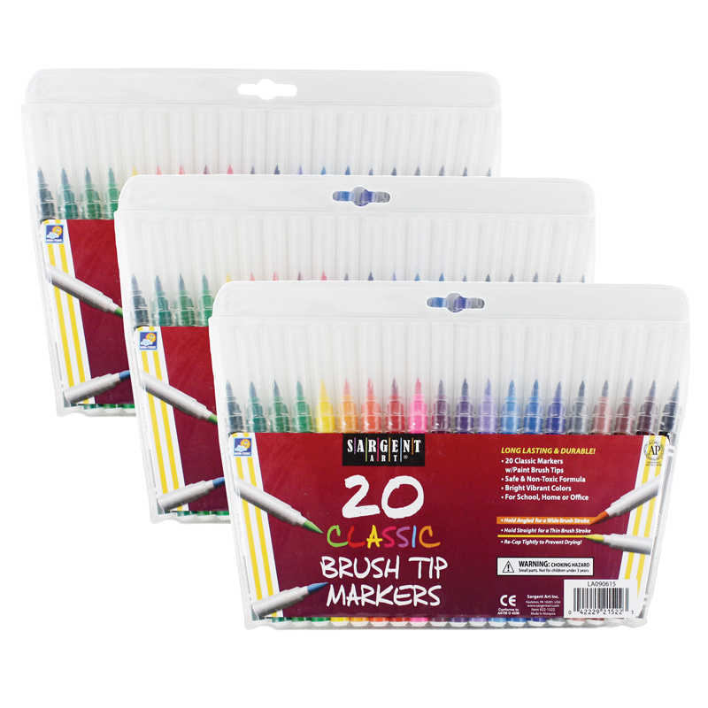 TeachersParadise - Sargent Art® Classic Brush Tip Markers, 20 Per Pack