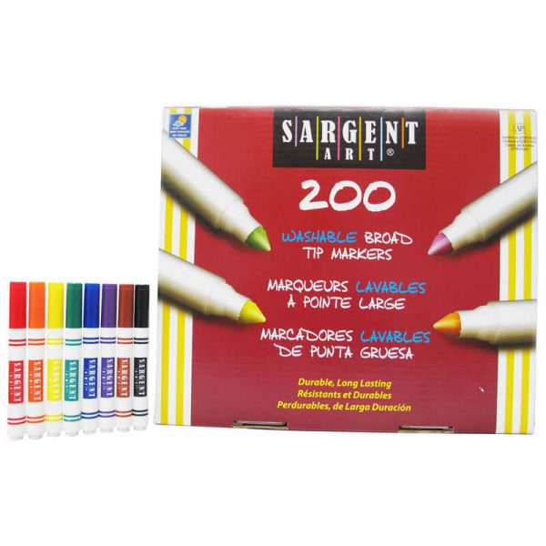 Sargent Art® Washable Broad Tip Marker Assortment, 8 Colors, 200 Count