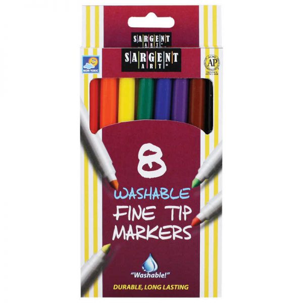 Sargent Art® Washable Felt Super Tip Markers, Fine Tip, 8 Colors