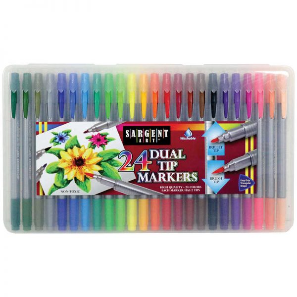 Sargent Art® Dual Tip Marker Set, Fine & Brush Tips, Pack of 24