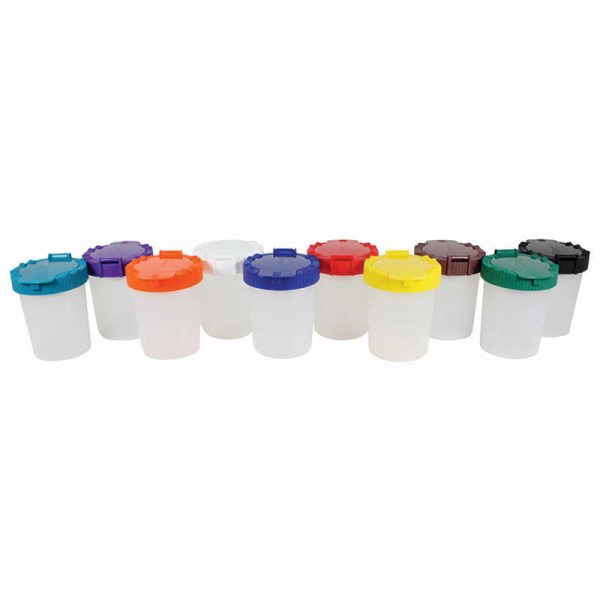 Sargent Art® No-Spill Cups, Assorted Lid Colors, Pack of 10
