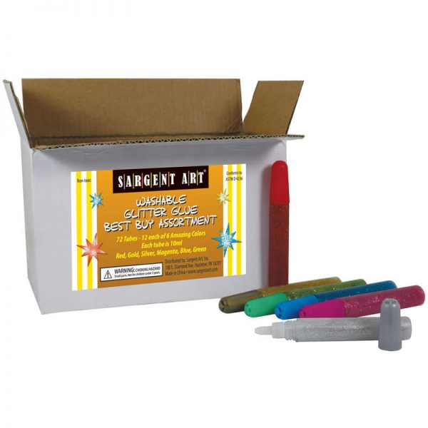 Sargent Art® Washable Glitter Glue Classpack, 6 Colors, 10ml, 72-Pack
