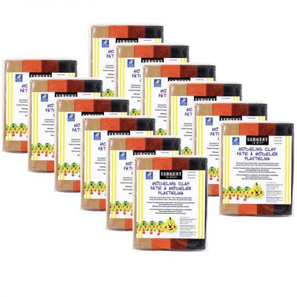 Sargent Art® Non-Hardening Modeling Clay, 1lb Per Pack, Earth Tone Colors, 12 Packs