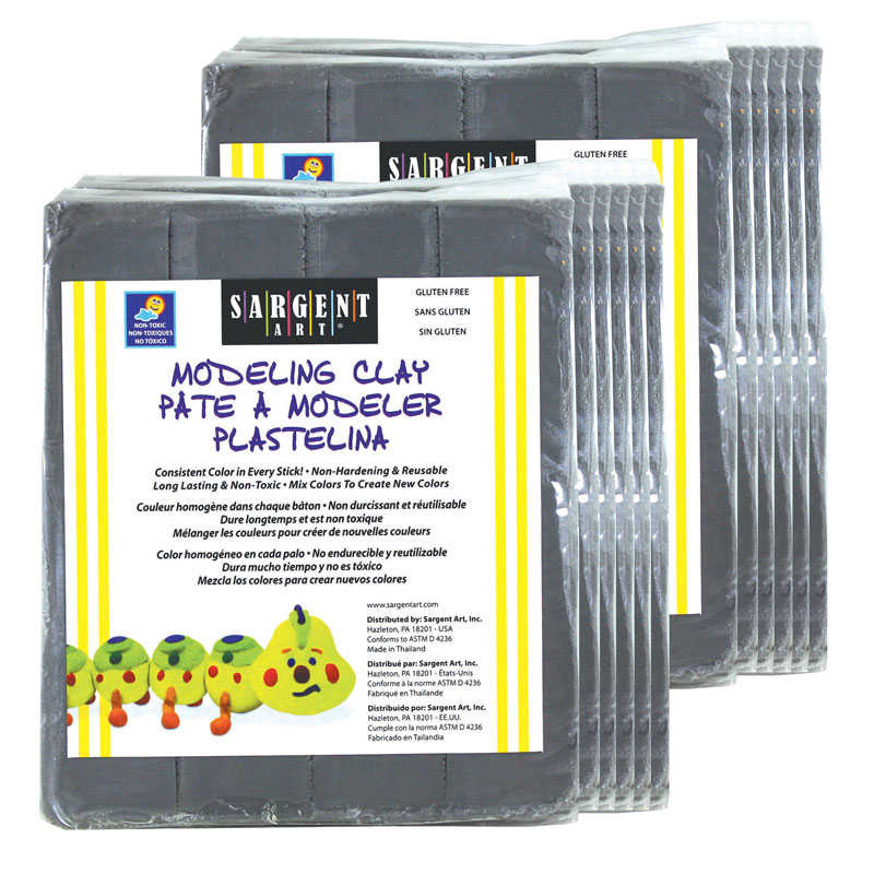 Sargent Art® Non-Hardening Modeling Clay, 1lb Per Pack, Gray, 12 Packs