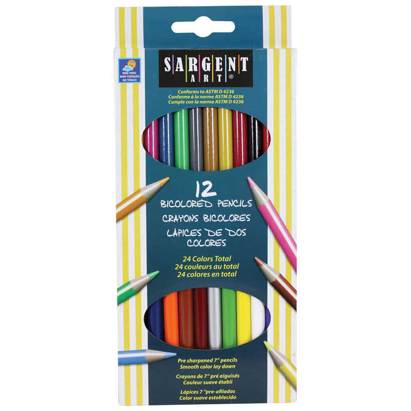 TeachersParadise - Sargent Art® Bicolored Colored Pencils, Pack of 12 -  SAR227202