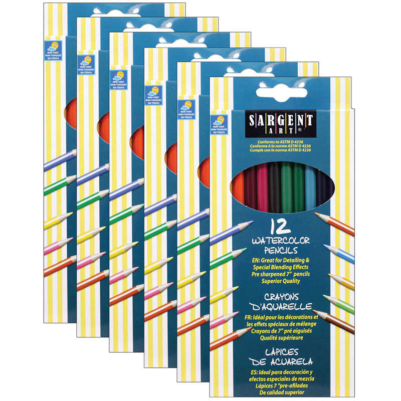 Sargent Art® Watercolor Pencils, 12 Colors Per Box, 6 Boxes