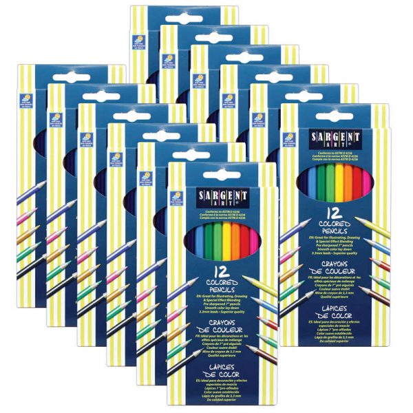Sargent Art® Colored Pencils, 12 Colors Per Box, 12 Boxes