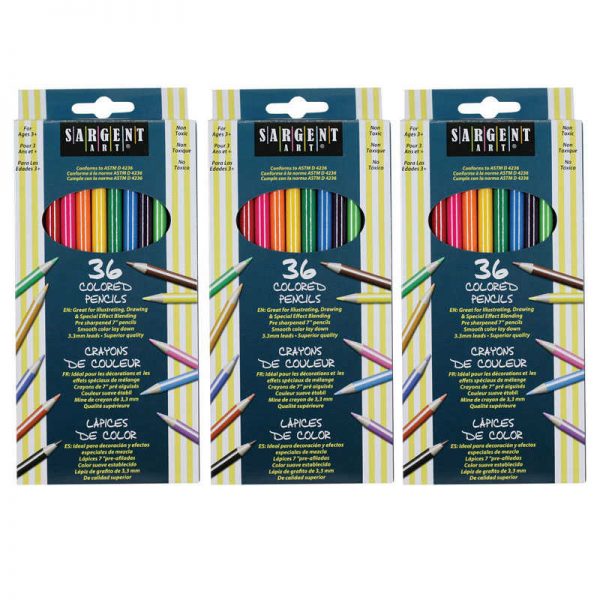 Sargent Art® Colored Pencils, 36 Colors Per Box, 3 Boxes