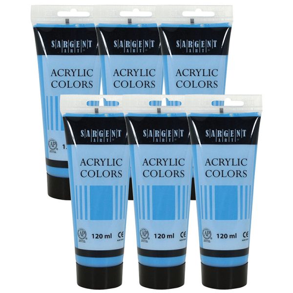 Sargent Art® Acrylic Paint Tube, 120 ml, Sky Blue, Pack of 6