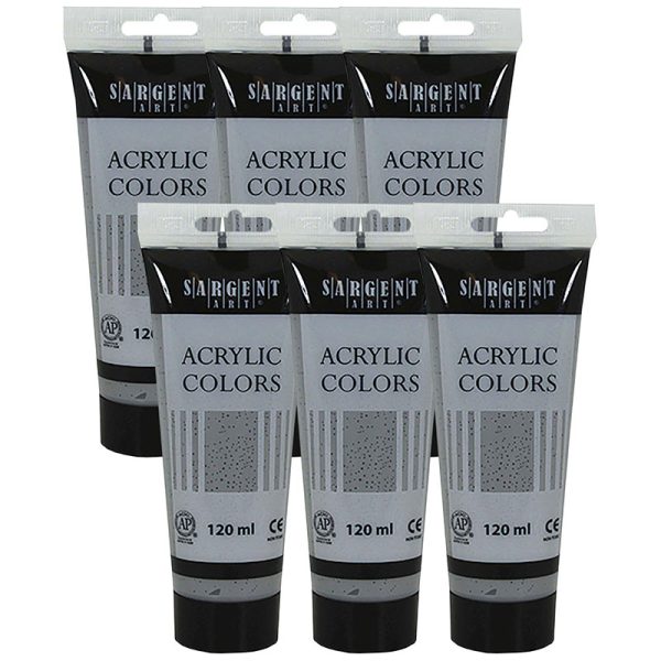 Sargent Art® Acrylic Paint Tube, 120 ml, Neutral Grey, Pack of 6