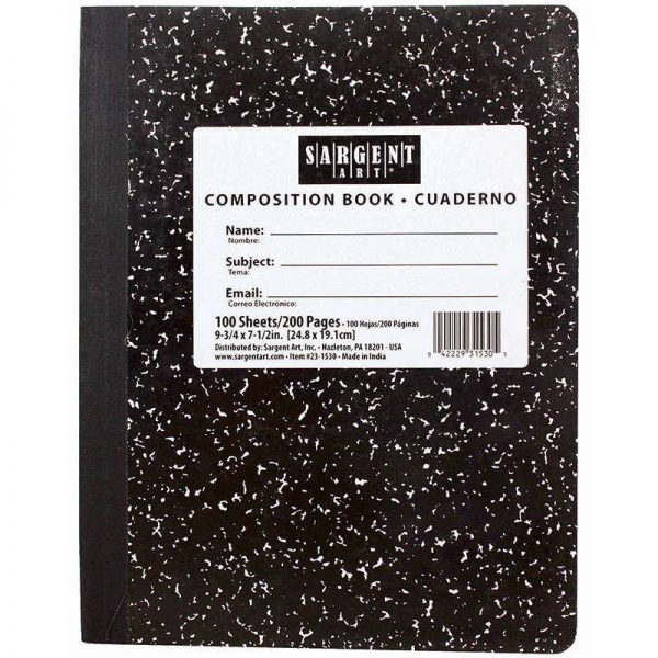 Sargent Art® Composition Hard Cover Notebook, 100 Sheets