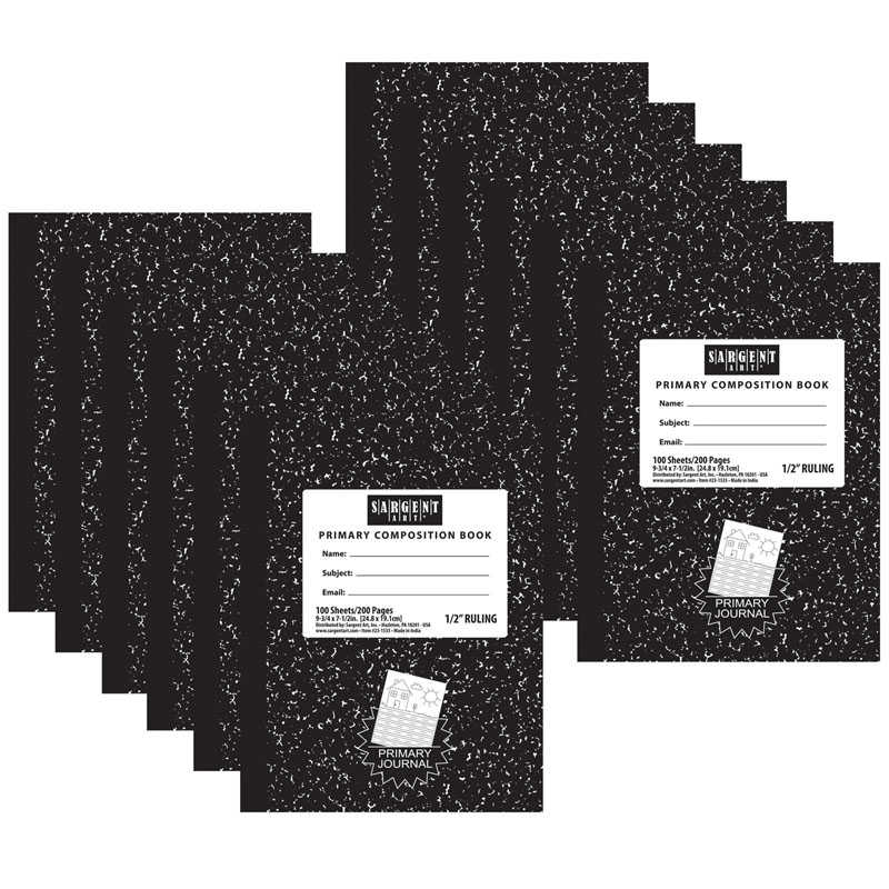 Sargent Art® Primary Wide Ruled Composition Hard Cover Notebook, 7.5" x 9.75", 100 Sheets, Pack of 12
