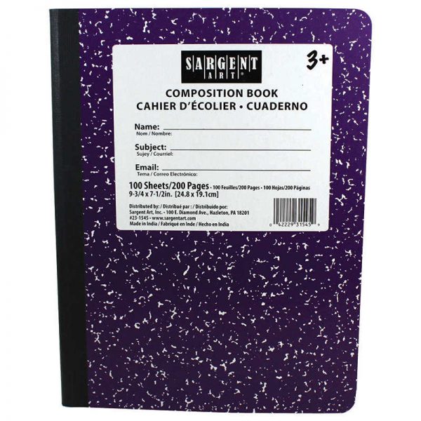 Sargent Art® Composition Book, Wide Ruled, 7.5" x 9.75", 100 Sheets, Purple