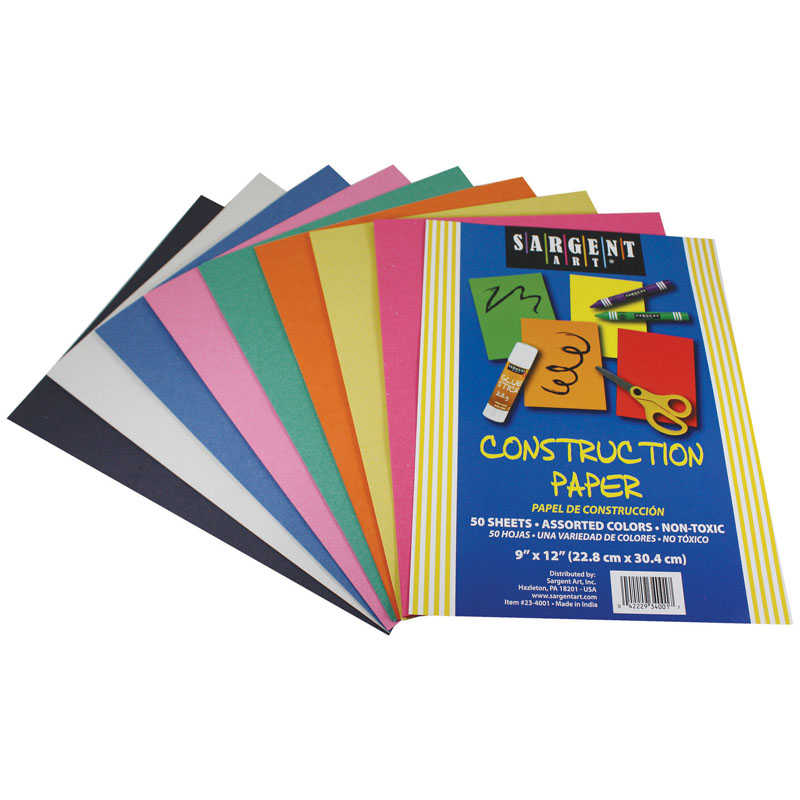 TeachersParadise - Sargent Art® Construction Paper, 12 x 9, Assorted, 50  Sheets - SAR234001
