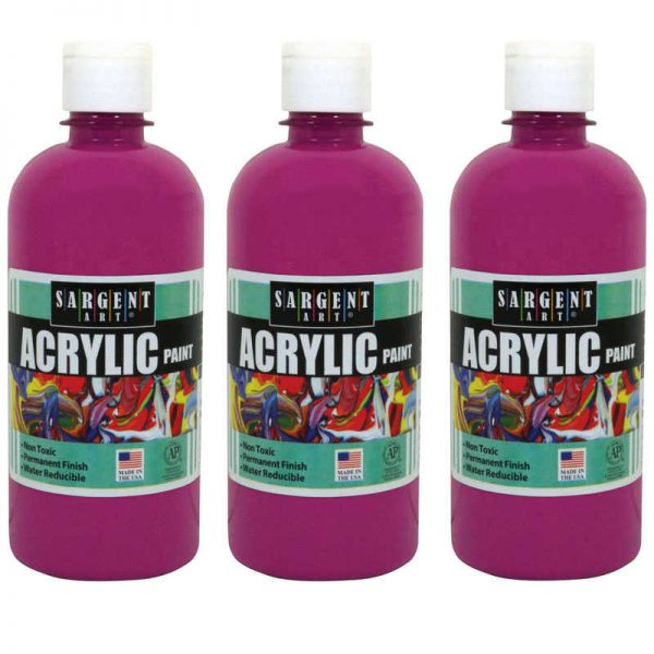 Sargent Art® Acrylic Paint, 16 oz. Squeeze Bottle, Magenta, Pack of 3
