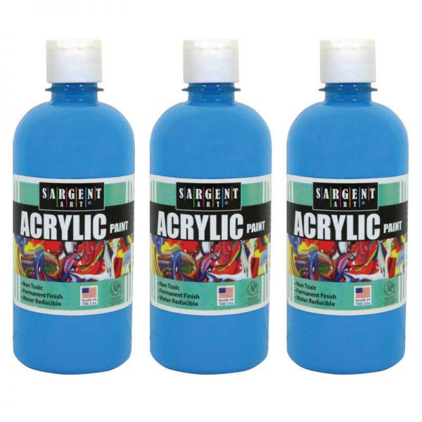 Sargent Art® Acrylic Paint, 16 oz. Squeeze Bottle, Turquoise, Pack of 3