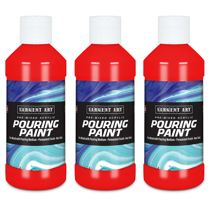TeachersParadise - Sargent Art Acrylic Pouring Paint, 8 oz, Red, Pack of 3  - SAR268420-3