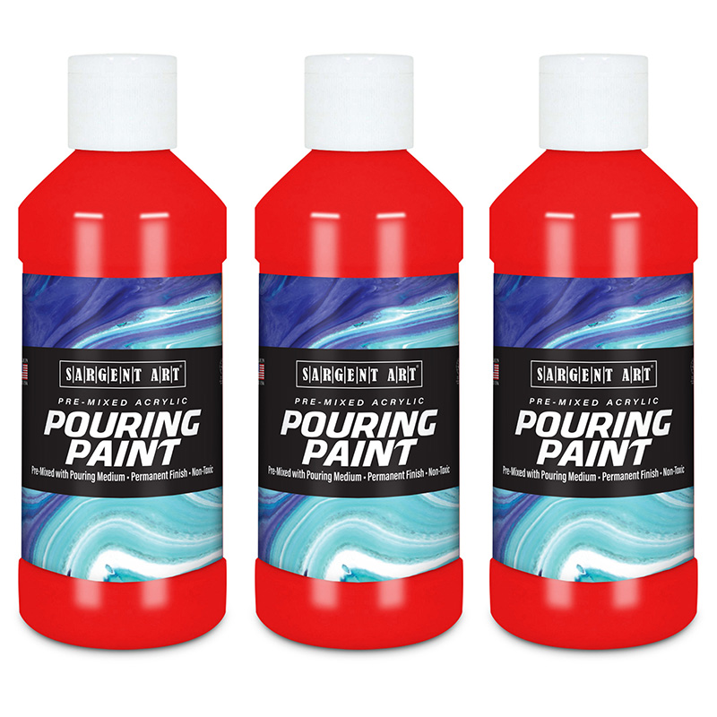 TeachersParadise Sargent Art Acrylic Pouring Paint, 8 oz, Red, Pack
