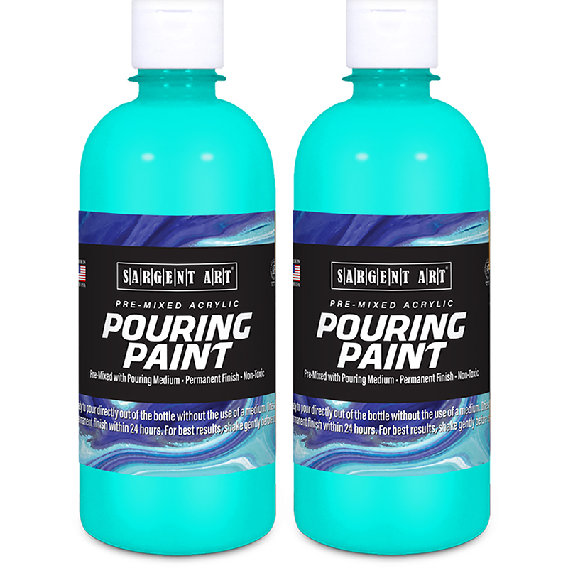 Sargent Art Acrylic Pouring Paint, 16 oz, Turquoise, Pack of 2