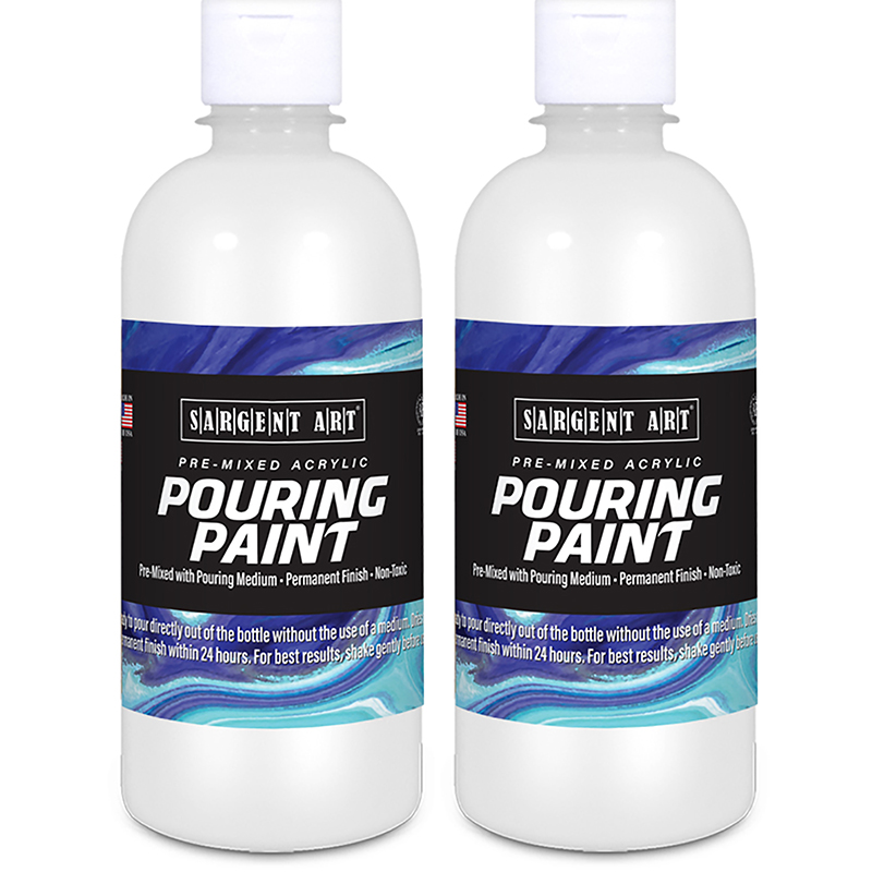 TeachersParadise Sargent Art Acrylic Pouring Paint, 16 oz, White, Pack of 2 SAR2685962