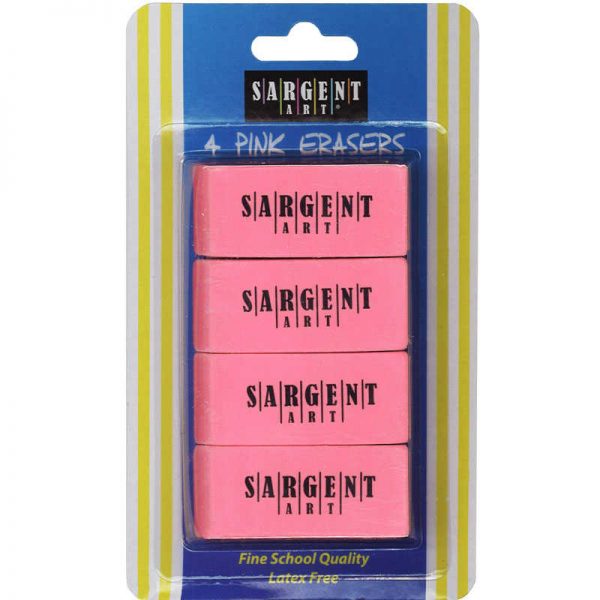 Sargent Art® Large Pink Eraser, 4 Per Pack