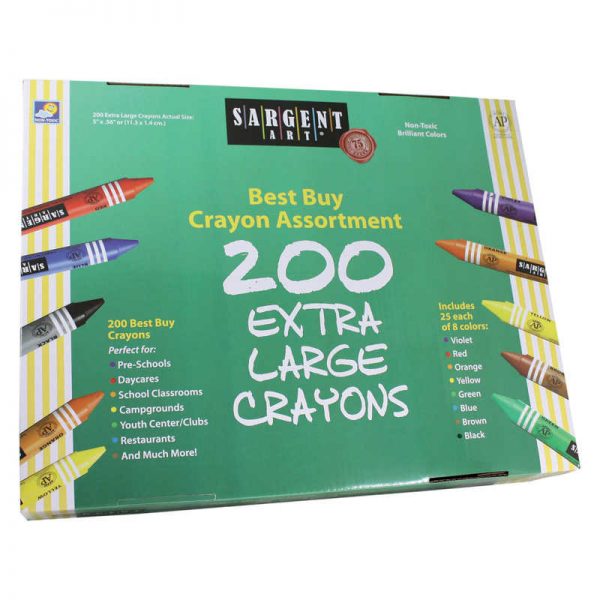 Sargent Art® Extra Large Size (Big Ones) Crayons Best-Buy Assortment, 8 Colors, 200 Count