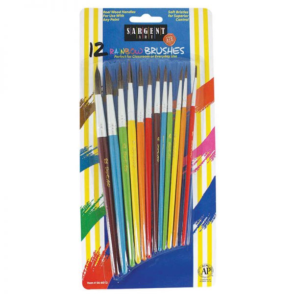 Sargent Art® Rainbow Brush Assortment, Natural Hair, Set of 12