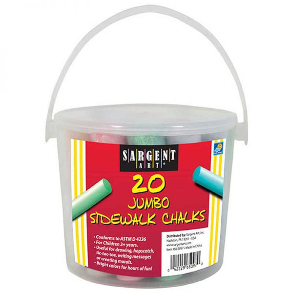 Sargent Art® Jumbo Sidewalk Chalk Bucket, 20 Pieces