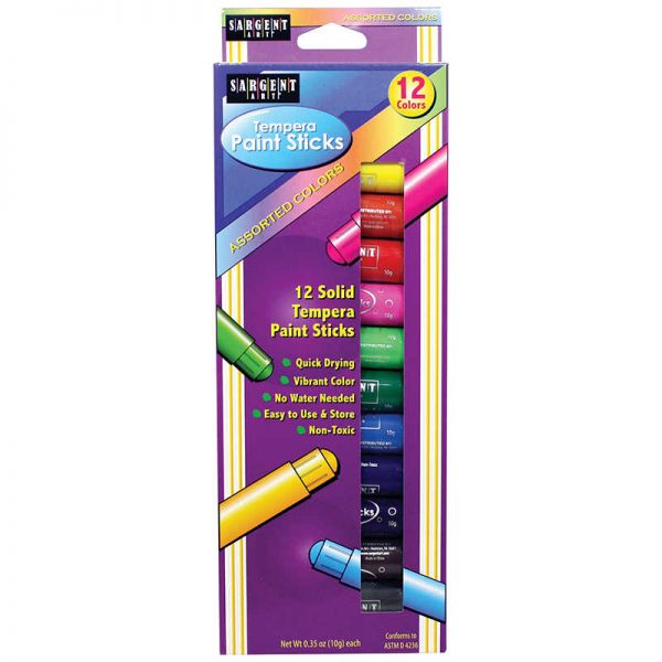 Sargent Art® Tempera Paint Stick, Assorted Colors, Pack of 12