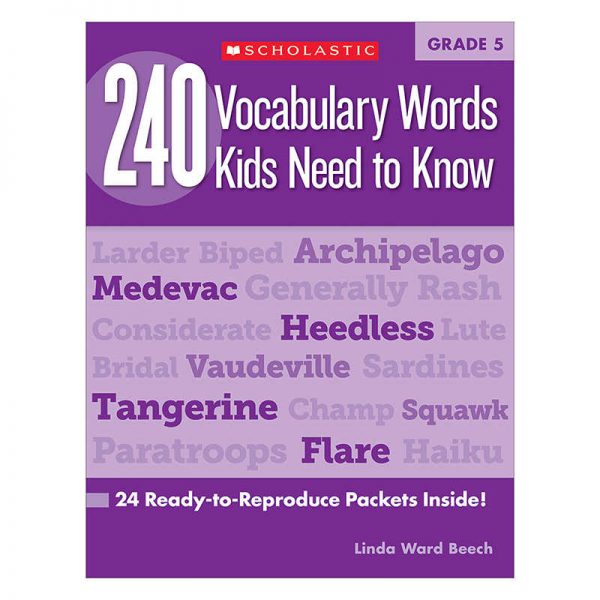 Scholastic 240 Vocabulary Words Kids Need to Know Book, Grade 5