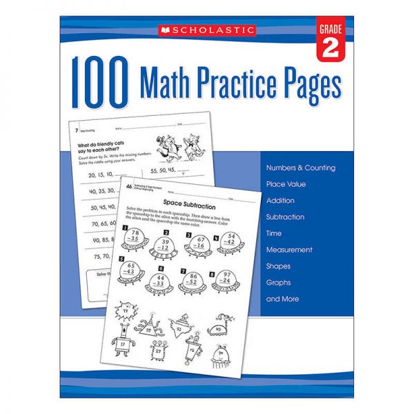 Scholastic Scholastic 100 Math Practice Page, Grade 2