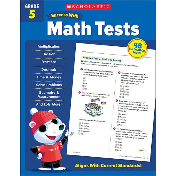 Scholastic Teacher Resources Success With Math Tests: Grade 5