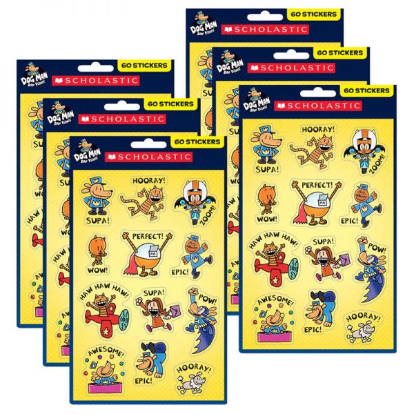 Scholastic Teaching Resources Dog Man Stickers, 60 Per Pack, 6 Packs