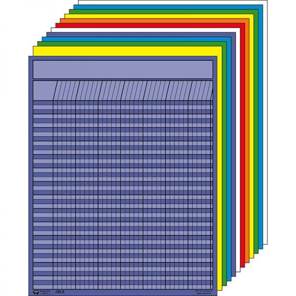 Creative Shapes Etc. Vertical Incentive Chart, 28" x 22", Assorted Colors, Pack of 12