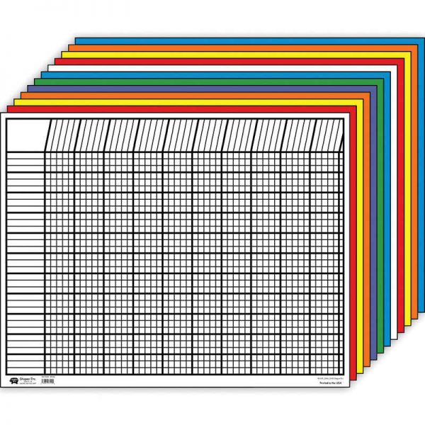 Creative Shapes Etc. Horizontal Incentive Chart, 22" x 28", Assorted Colors, Pack of 12