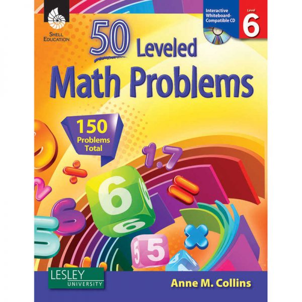Shell Education 50 Leveled Math Problems Book with CD, Level 6